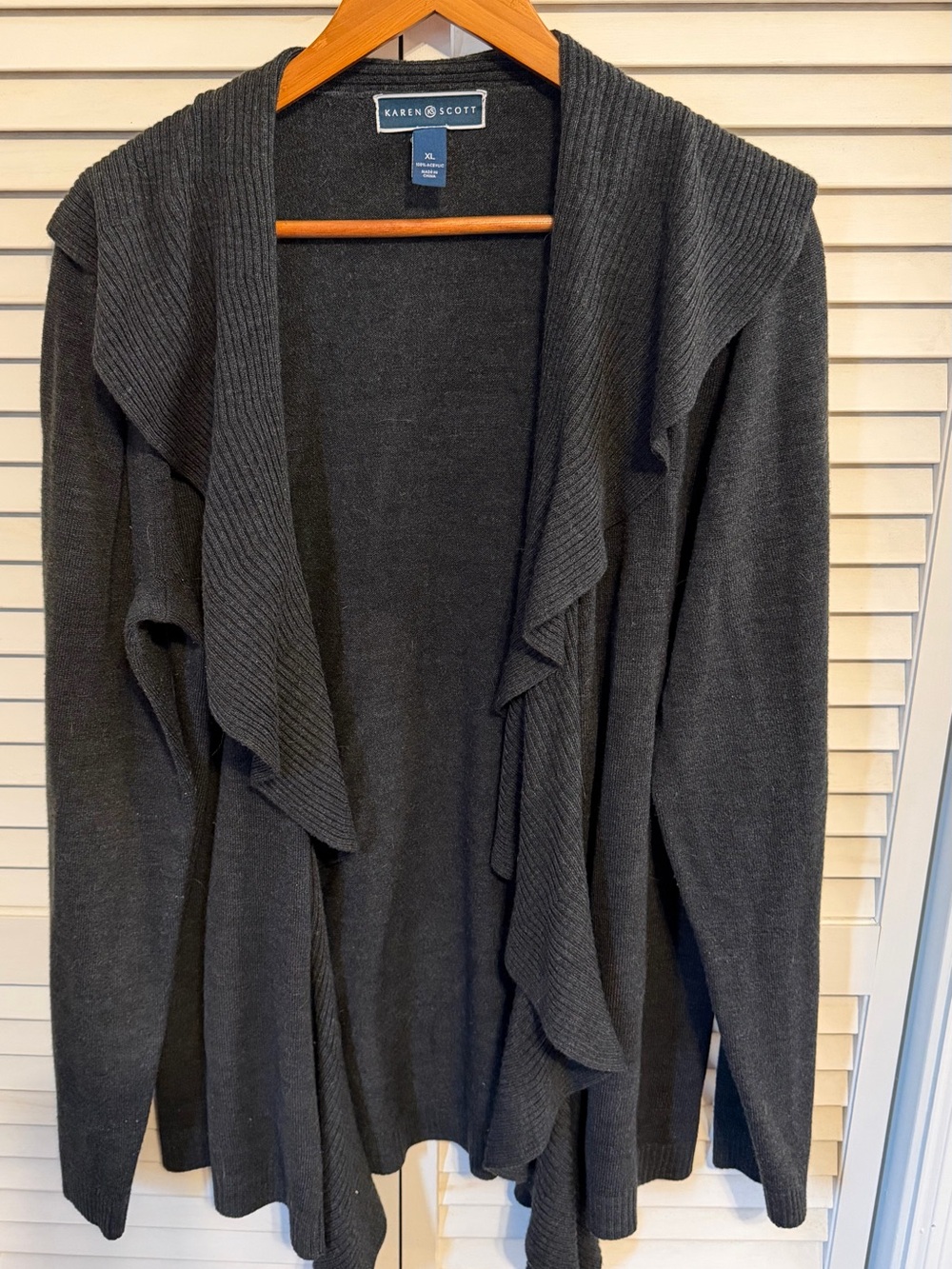 Karen Scott Black Open Front Cardigan Size XL Grey